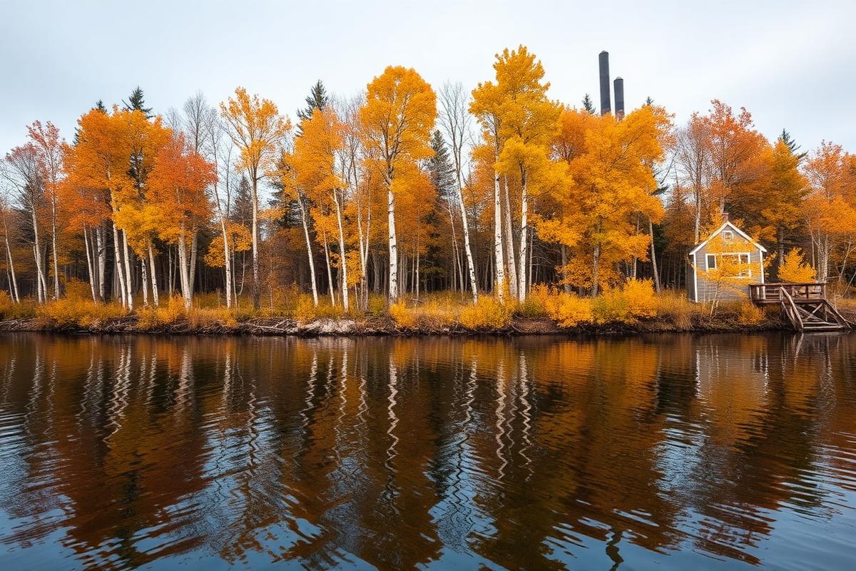 Cabin country color report: birch turning two weeks early along the Cloquet River
